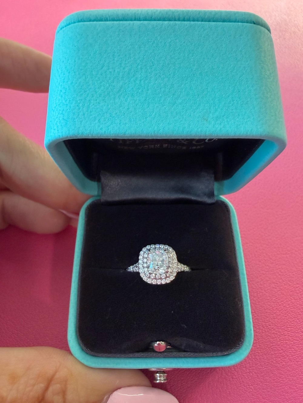Tiffany & Co. Soleste Cushion Halo Engagement Ring